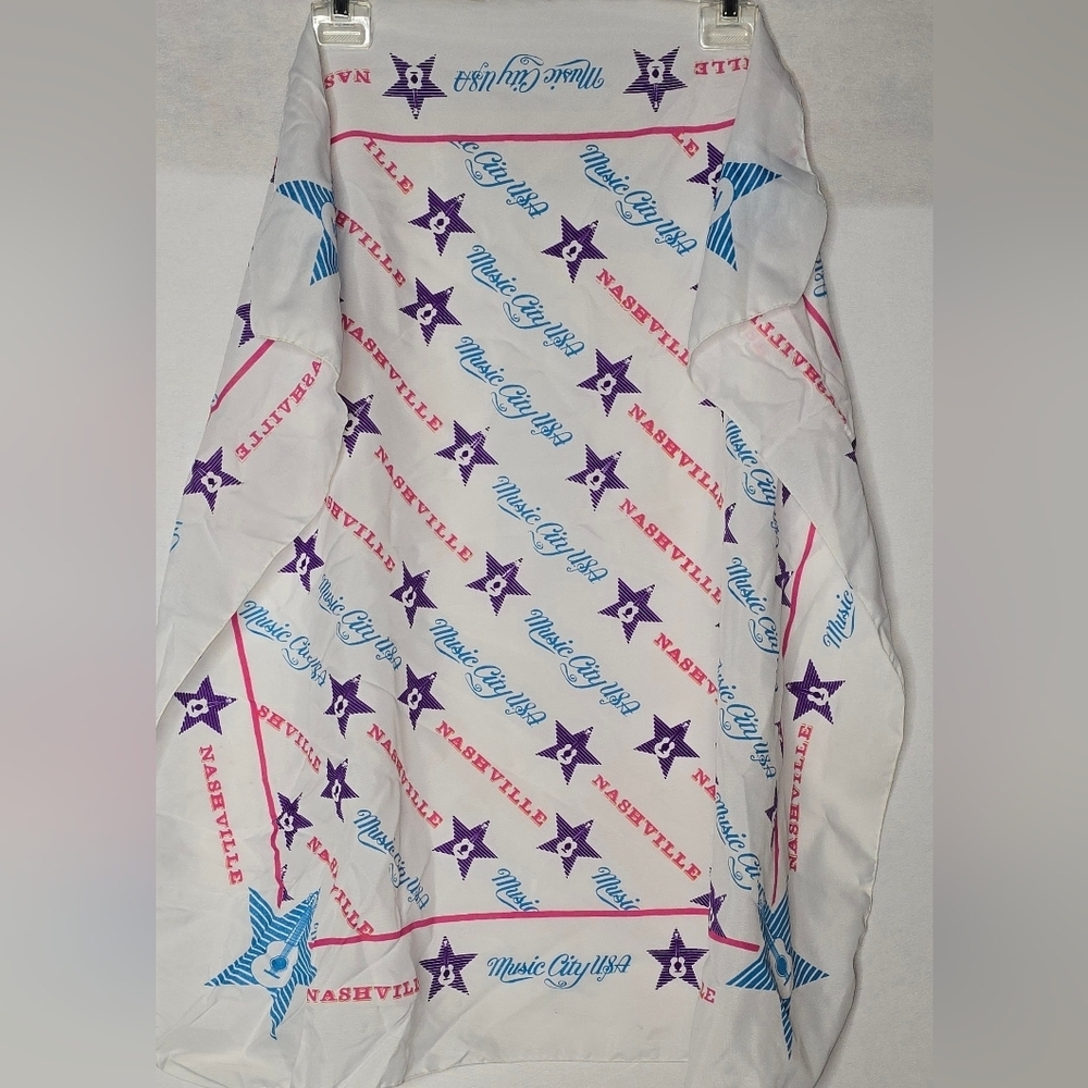 MC Art Nashville  Square Bandana Scarf 30" x 30" Stars Guitars Music City USA